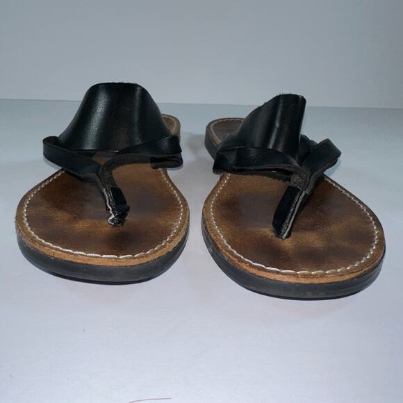 Seychelles Mosaic Slide Flip Flop Women's Size 8 Black Leather Made in Italy - Picture 4 of 8